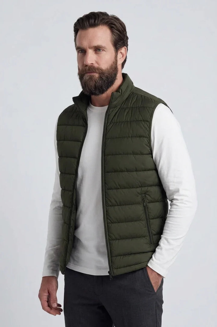 Henrik | Herre Puffervest Med Stående Krave Og Lynlås