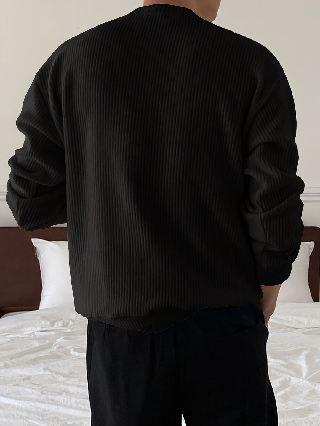 Rasmus | Herre Ribstrikket Crew-Neck Sweater Med Løs Pasform