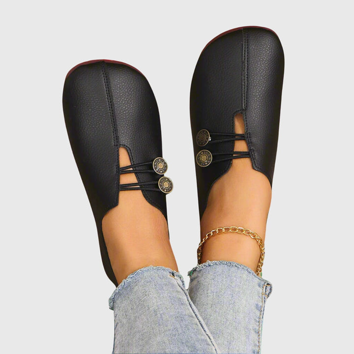 Nina | Kvinders Flade Sko Forår Slip-On Knap Casual