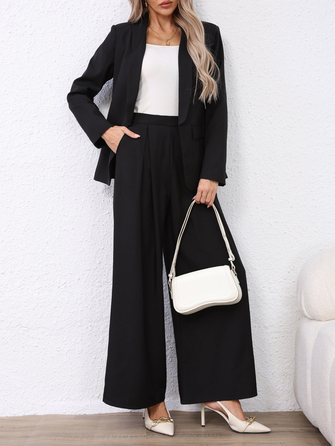 Anette | Dame Oversized Blazer Med Vide Bukser Todelt Sæt