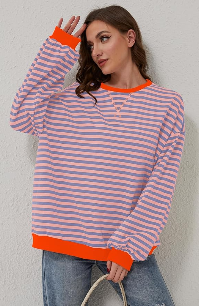 Kaja | Dame Stribet Crewneck Sweater til Forår