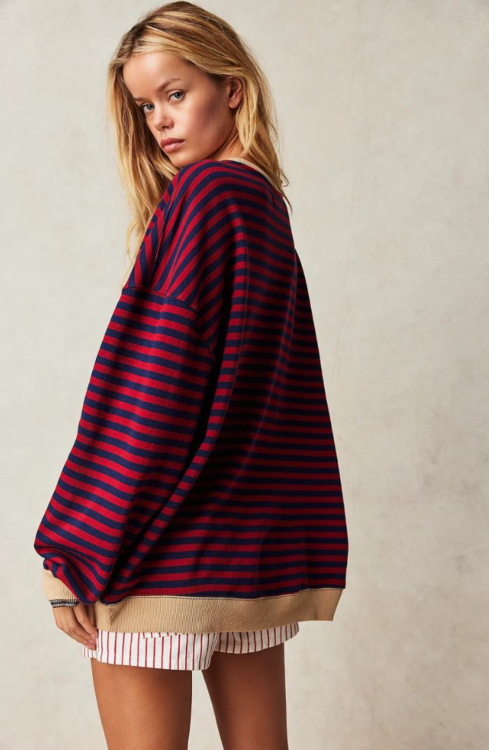 Kaja | Dame Stribet Crewneck Sweater til Forår
