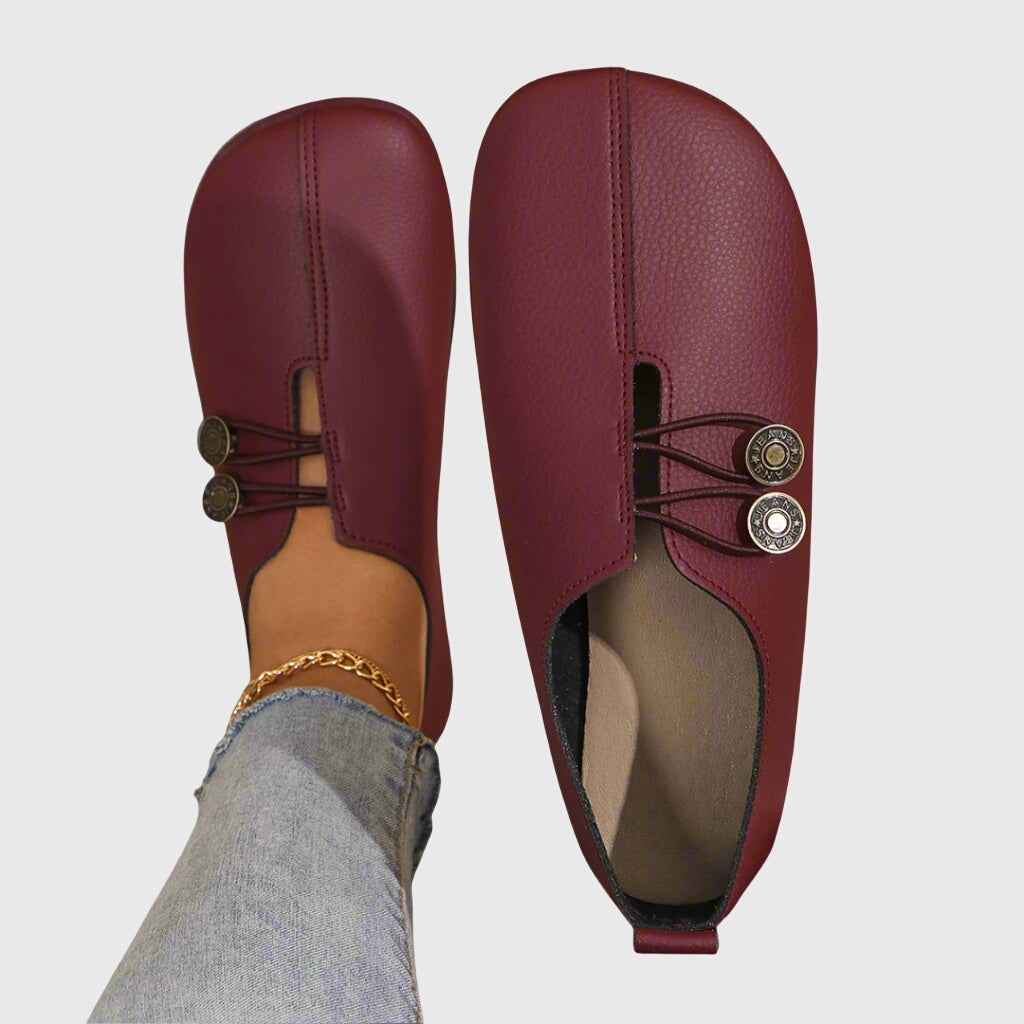 Nina | Kvinders Flade Sko Forår Slip-On Knap Casual