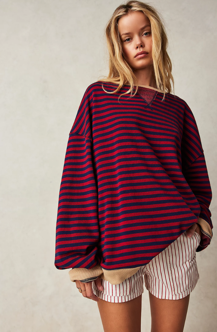 Kaja | Dame Stribet Crewneck Sweater til Forår