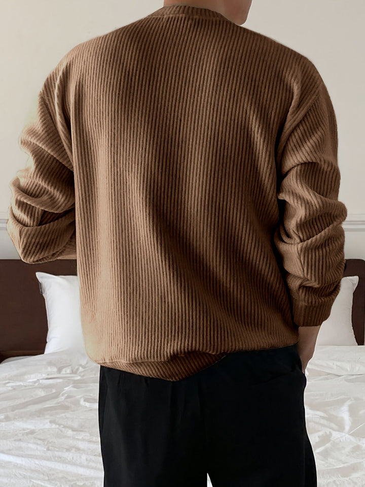 Rasmus | Herre Ribstrikket Crew-Neck Sweater Med Løs Pasform