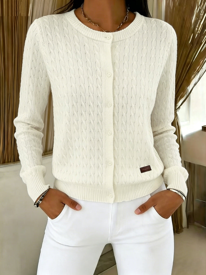 Hanne | Dame Strikket Cardigan Med Snoninger Og Knapper