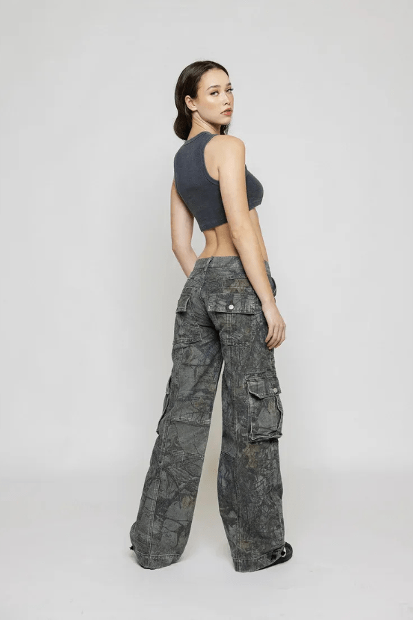 Frida | Dame Cargo Bukser Med Lav Talje Og Wide Leg