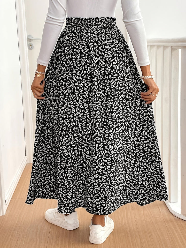 Kirsten | Dame Maxinederdel Med Blomsterprint Og Slids