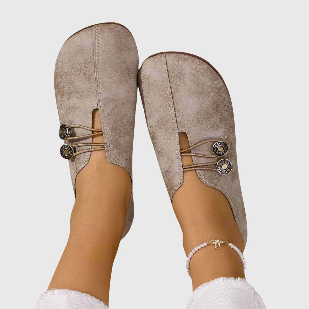 Nina | Kvinders Flade Sko Forår Slip-On Knap Casual