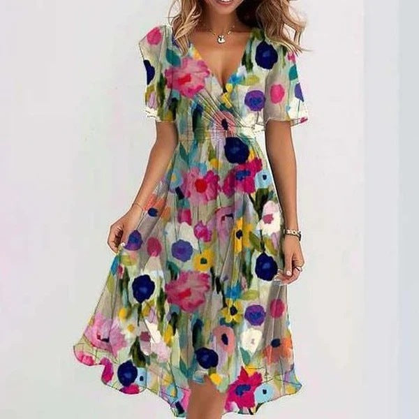 Astrid | Dame Blomstret Midikjole