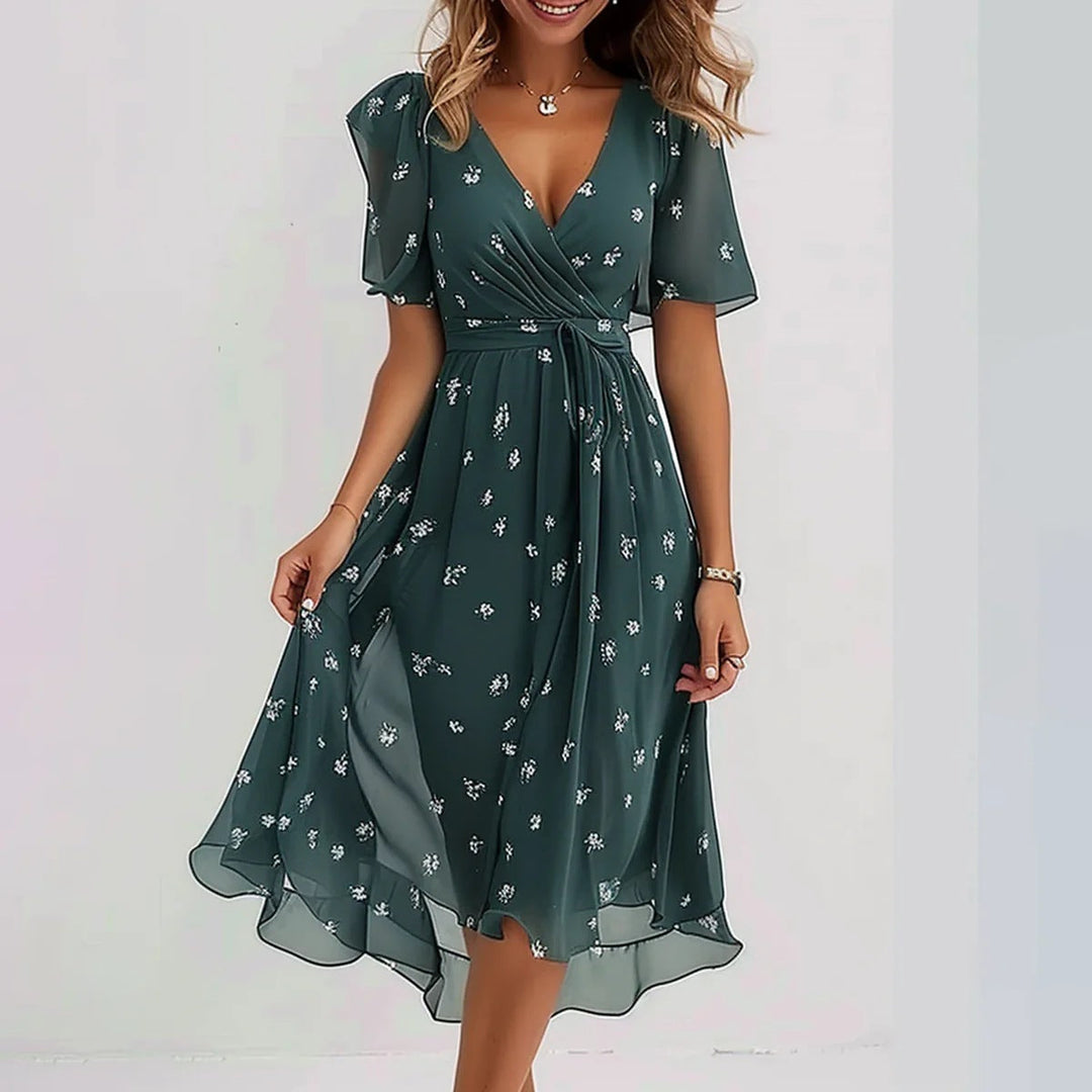 Astrid | Dame Blomstret Midikjole