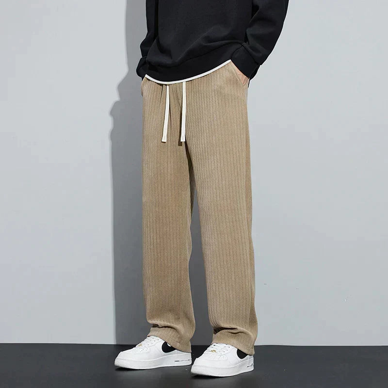 Jørgen | Herre Velour Bukser Med Relaxed Fit Og Høj Talje
