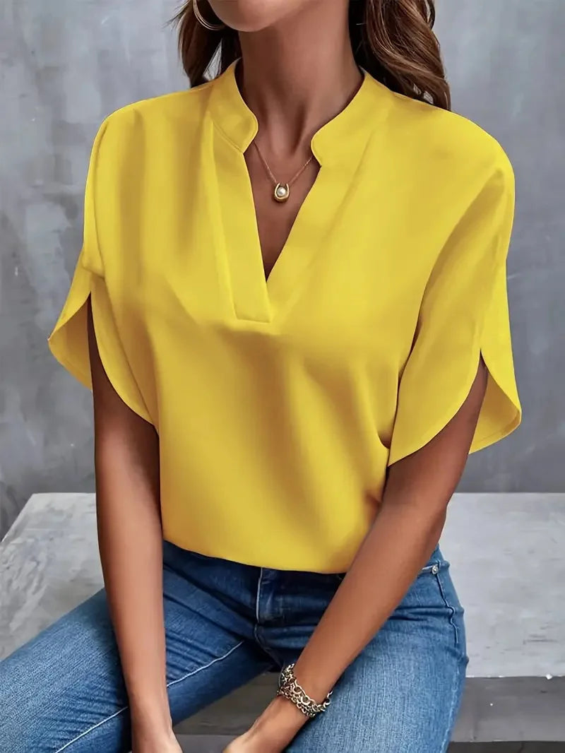 Mirella | Dame Flydende Bluse med V Hals