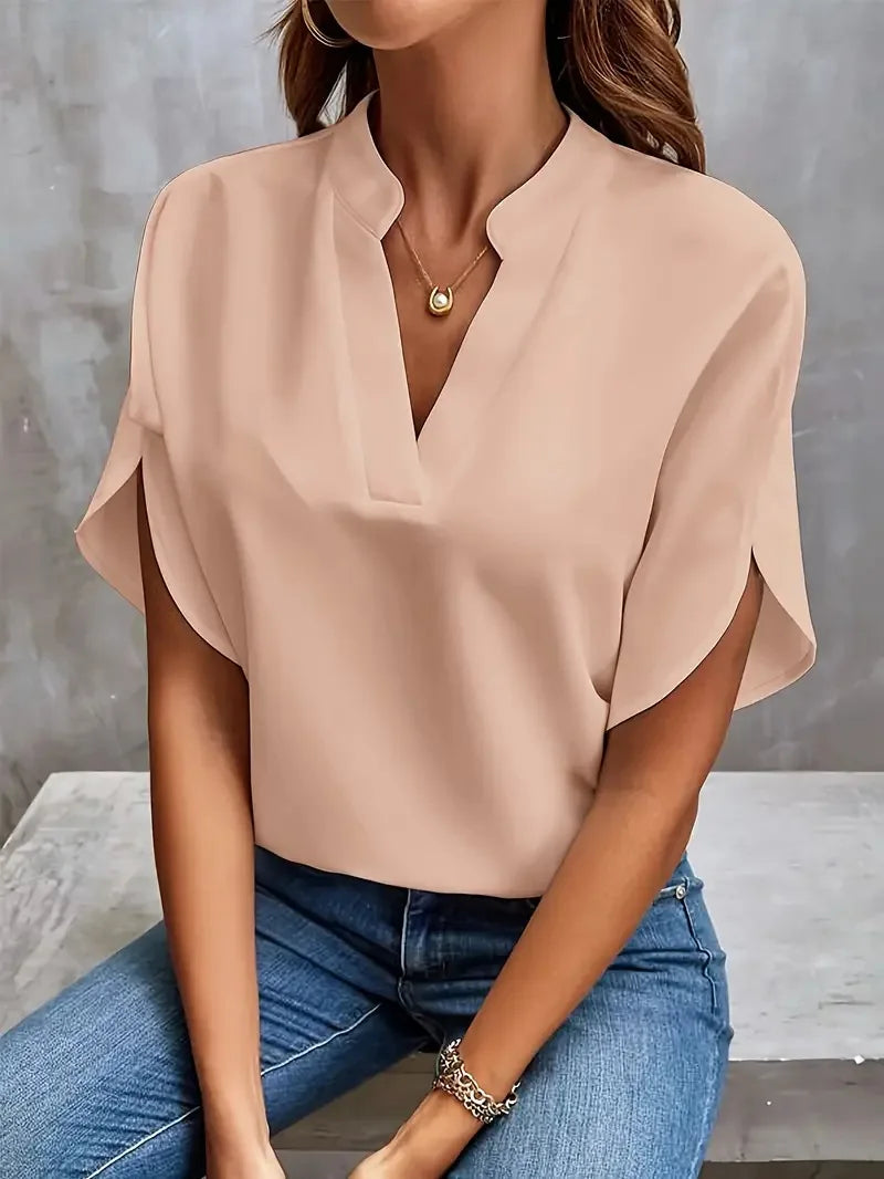 Mirella | Dame Flydende Bluse med V Hals