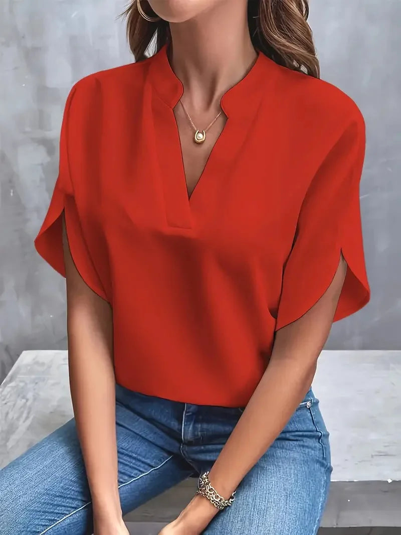 Mirella | Dame Flydende Bluse med V Hals