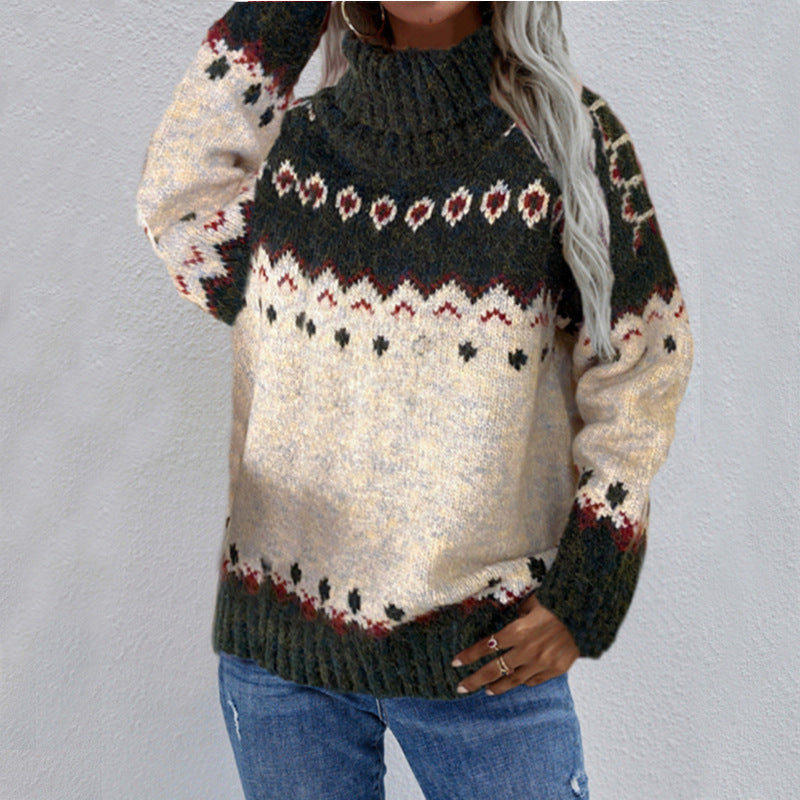 Julie | Dame Chunky Fair Isle Striktrøje Med Struktureret Mønster