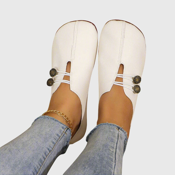 Nina | Kvinders Flade Sko Forår Slip-On Knap Casual