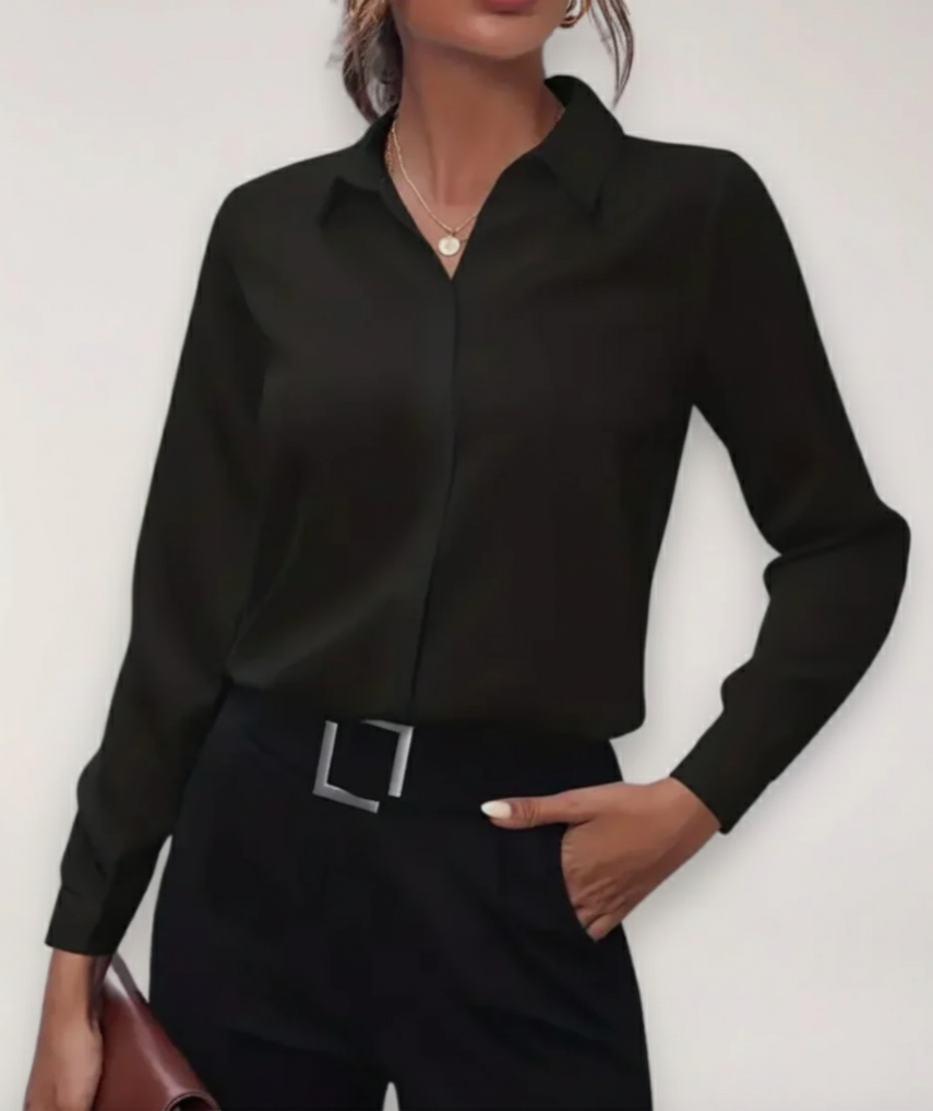 Inge | Dame Kontorbluse Med Knaplukning Til Forår