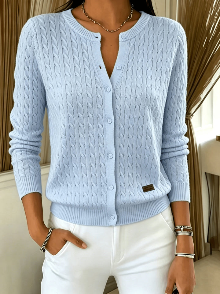 Hanne | Dame Strikket Cardigan Med Snoninger Og Knapper