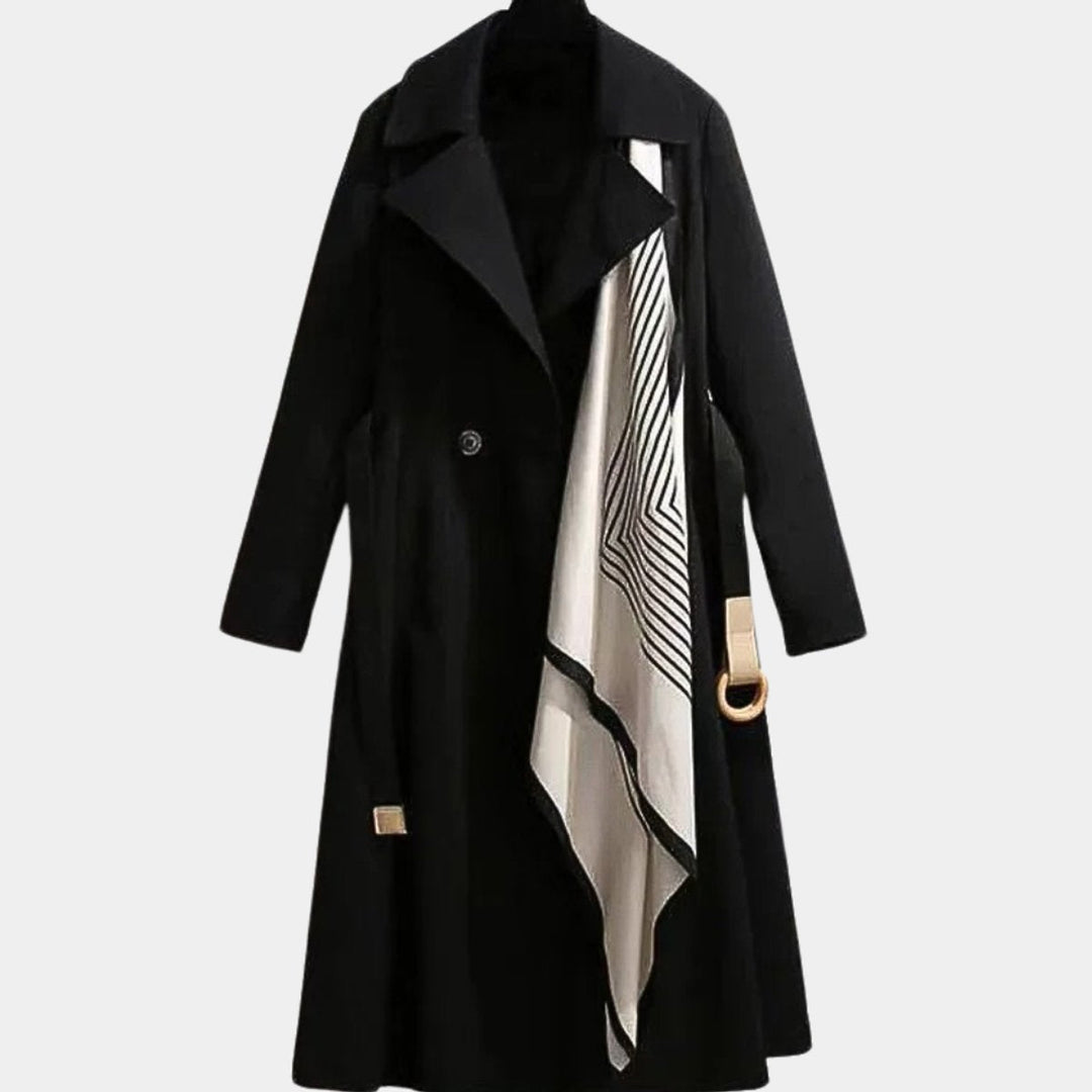 Anja | Dame Midi Trenchcoat Med Bælte Og Nedslået Krave