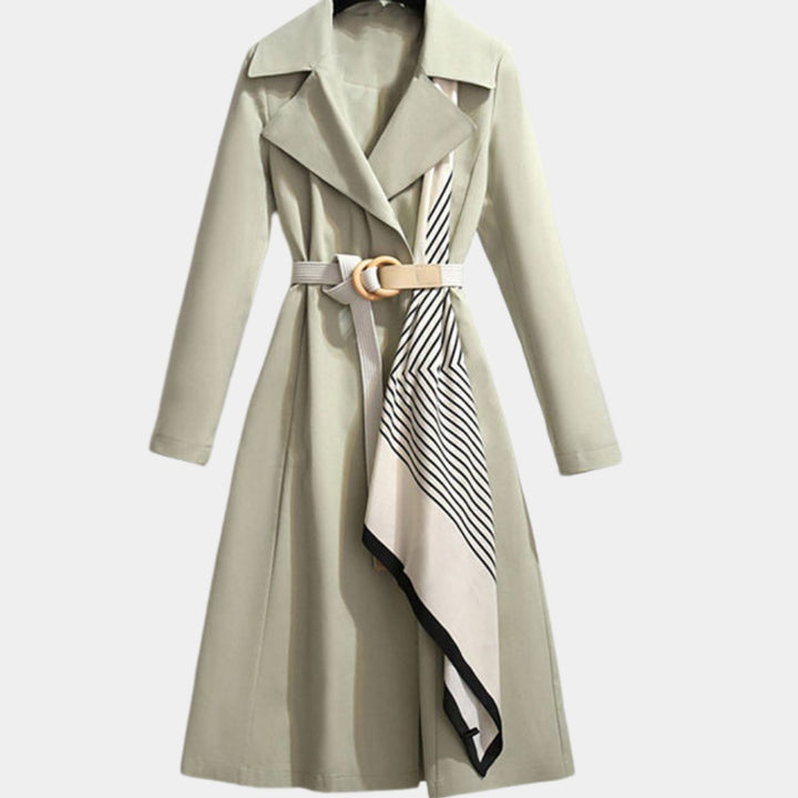 Anja | Dame Midi Trenchcoat Med Bælte Og Nedslået Krave