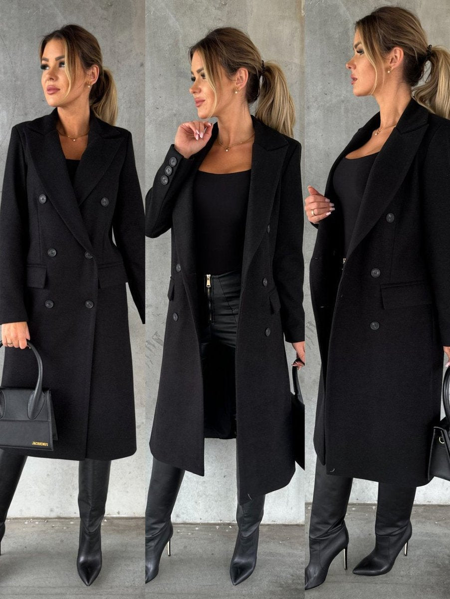 Sofie | Dame Longline Frakke Med Dobbeltknappet Lukning Og Guldknapper
