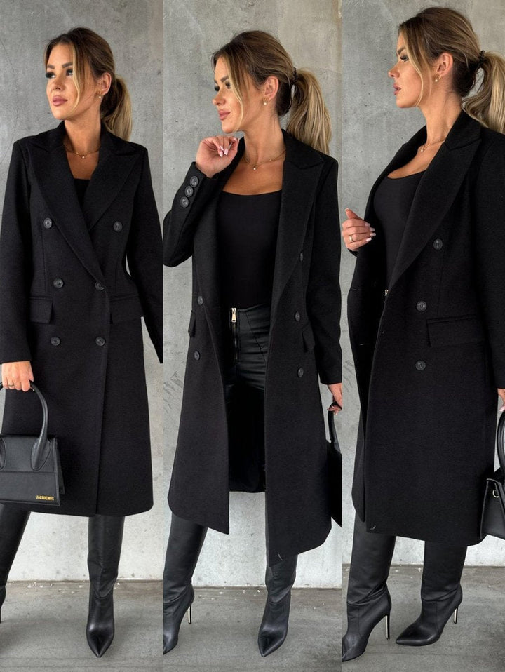 Sofie | Dame Longline Frakke Med Dobbeltknappet Lukning Og Guldknapper