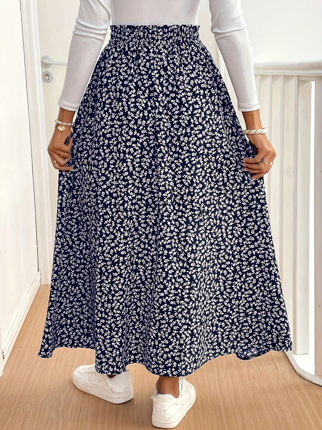 Kirsten | Dame Maxinederdel Med Blomsterprint Og Slids