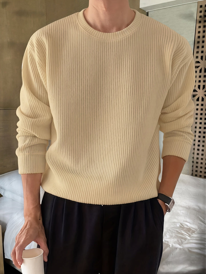 Rasmus | Herre Ribstrikket Crew-Neck Sweater Med Løs Pasform