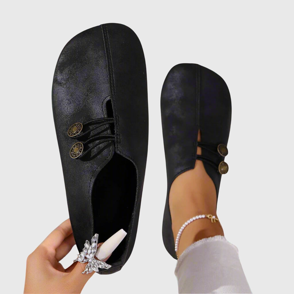 Nina | Kvinders Flade Sko Forår Slip-On Knap Casual