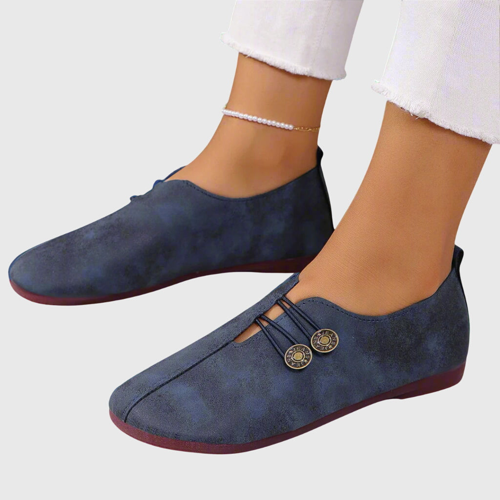 Nina | Kvinders Flade Sko Forår Slip-On Knap Casual