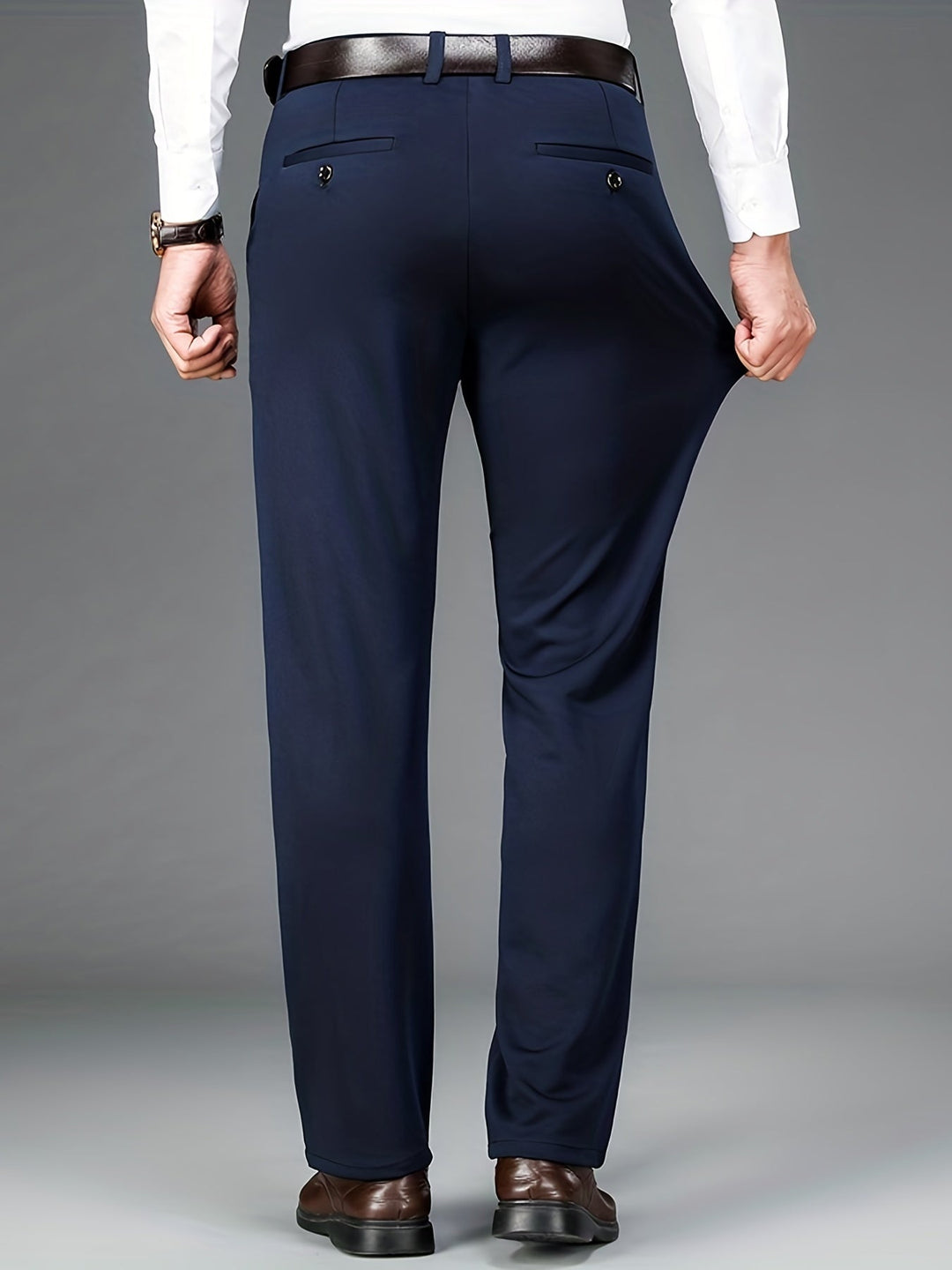 Bjarne | Herre Slim Fit Habitbukser Med Lige Ben Og Lommer