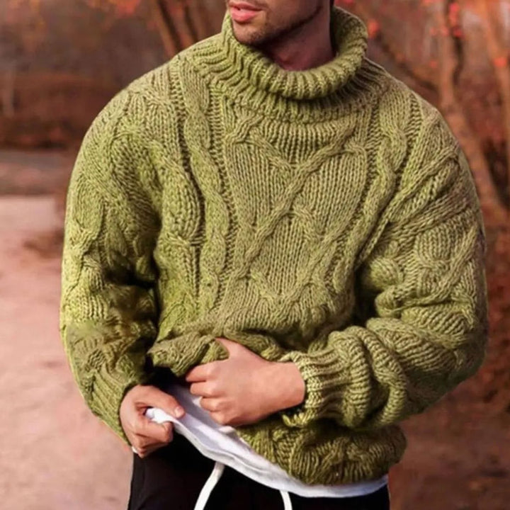 Viggo | Herre Kabelmønstret Rullekrave Sweater Med Chunky Strik