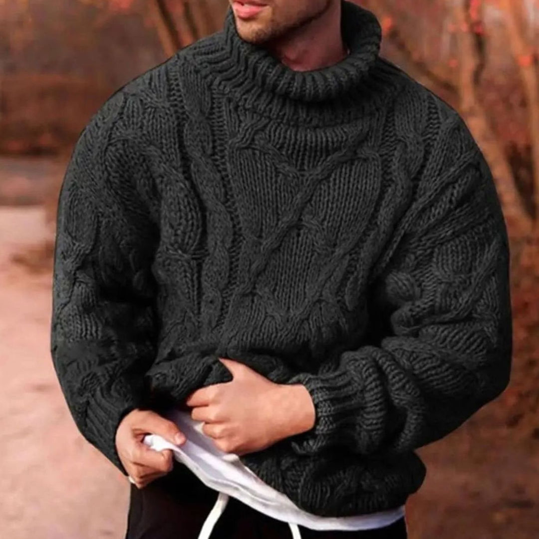 Viggo | Herre Kabelmønstret Rullekrave Sweater Med Chunky Strik