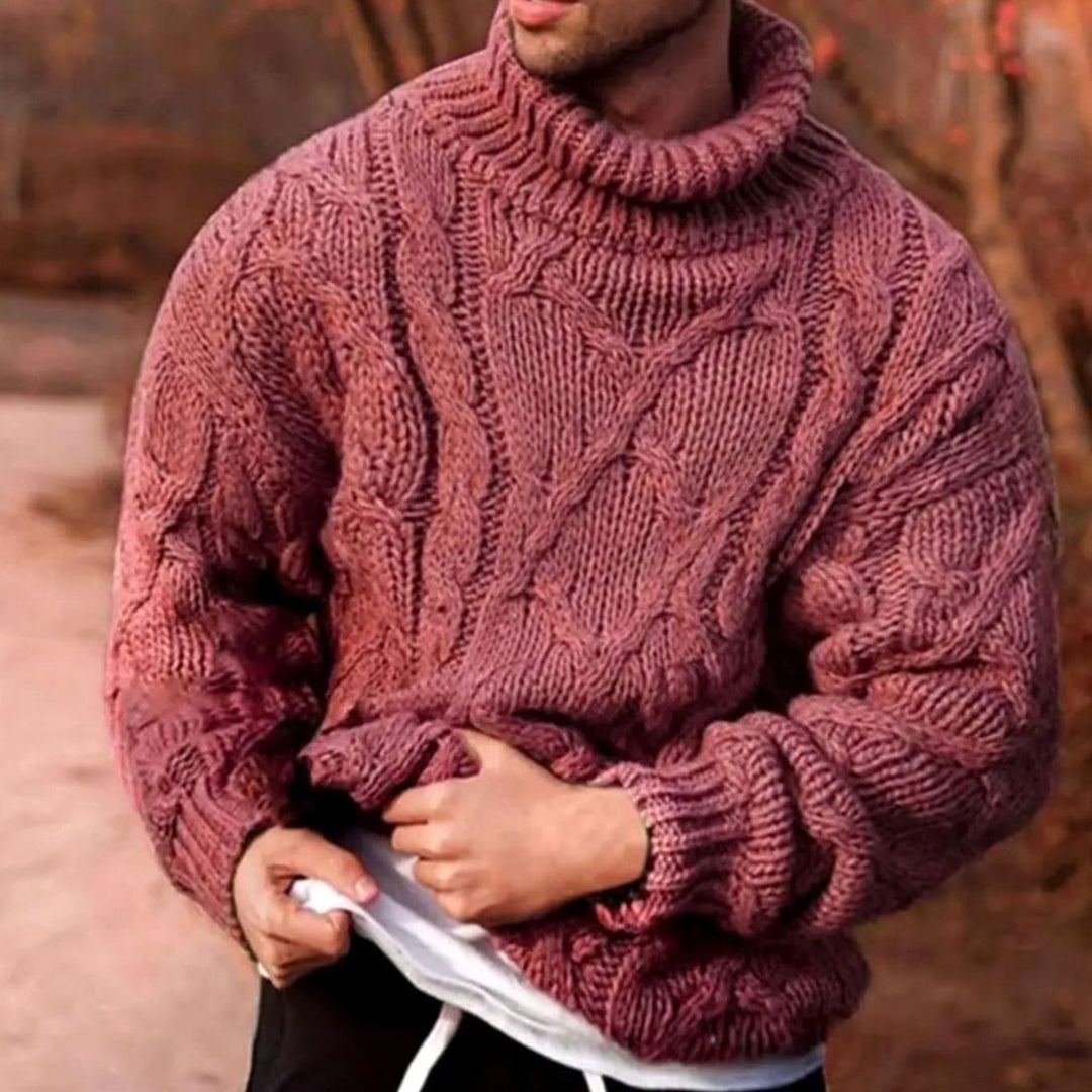 Viggo | Herre Kabelmønstret Rullekrave Sweater Med Chunky Strik