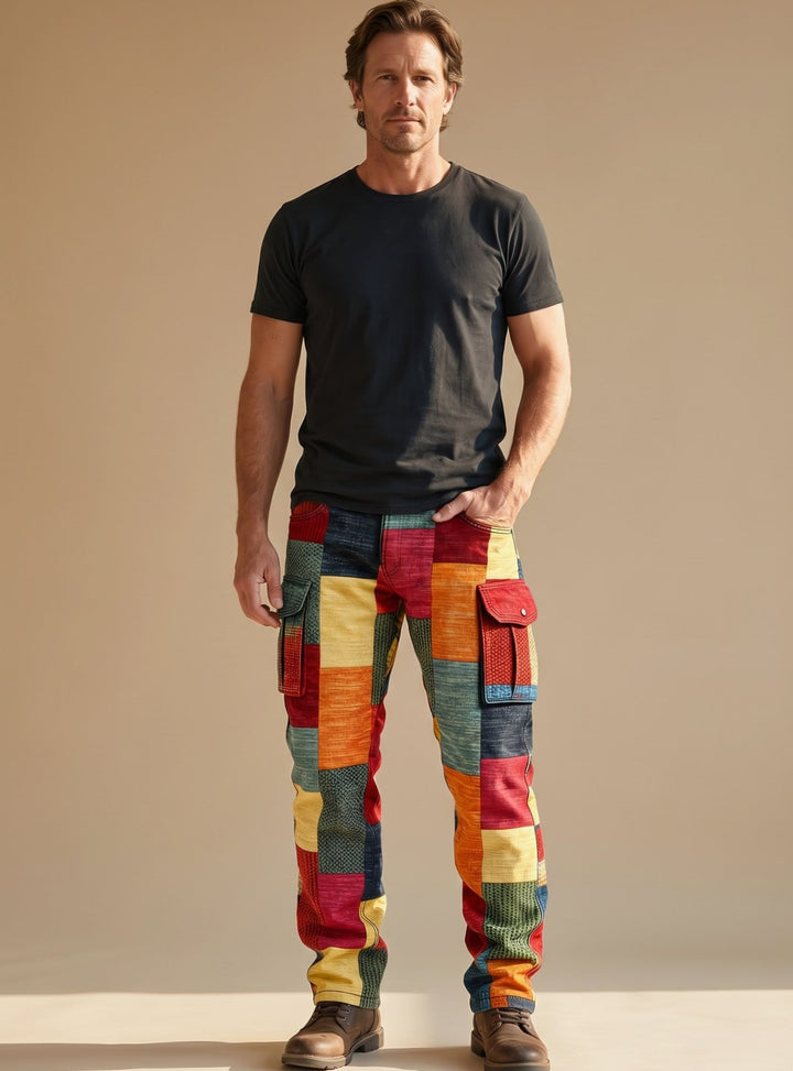 Preben | Herre Relaxed Fit Cargobukser Med Patchwork Og Lommer