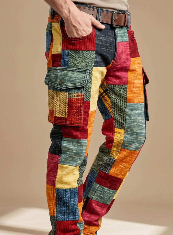 Preben | Herre Relaxed Fit Cargobukser Med Patchwork Og Lommer