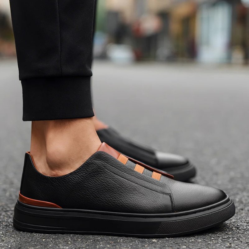 Anders | Herre Slip-On Sneakers Med Elastisk Stropper Og Læder