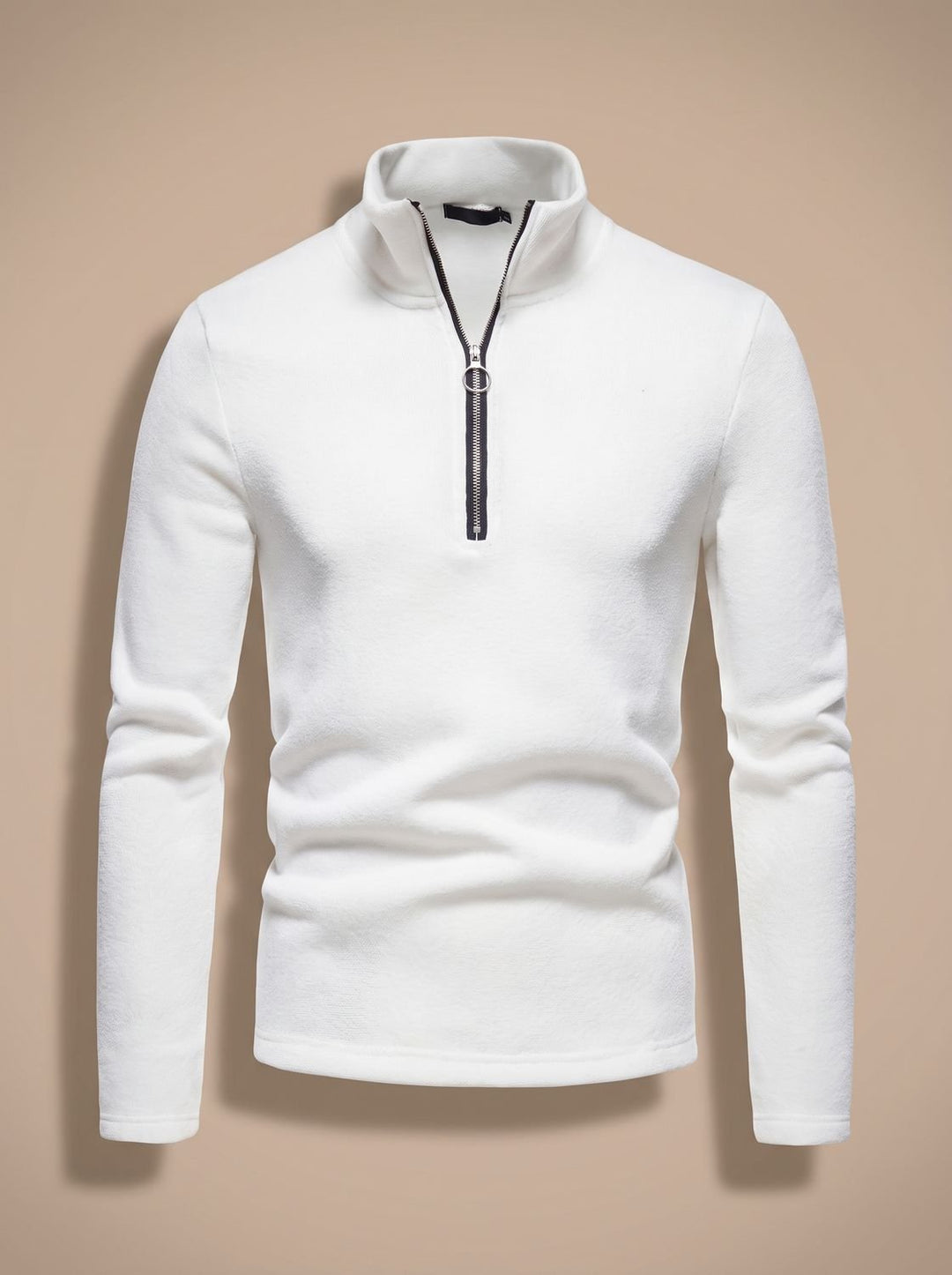 Rasmus | Herre Finstrikket Pullover Med Stående Krave Og Lynlås