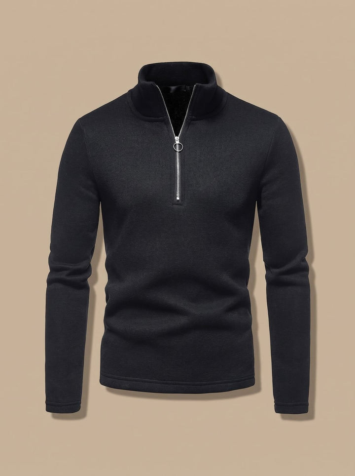 Rasmus | Herre Finstrikket Pullover Med Stående Krave Og Lynlås