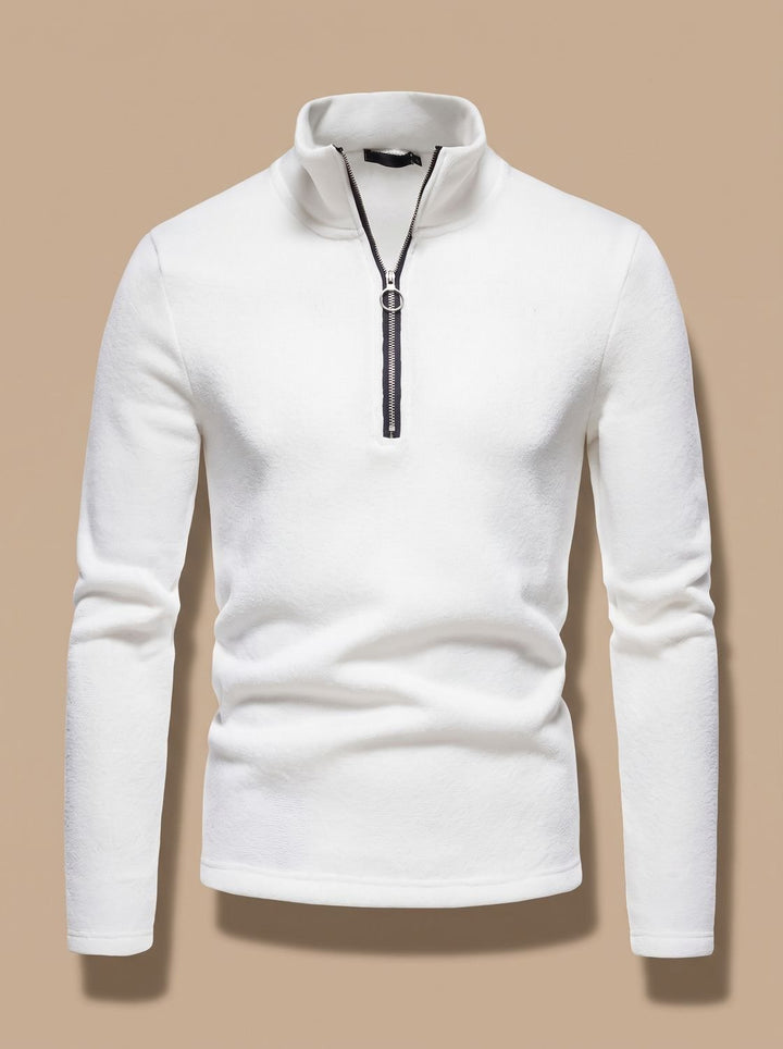 Rasmus | Herre Finstrikket Pullover Med Stående Krave Og Lynlås
