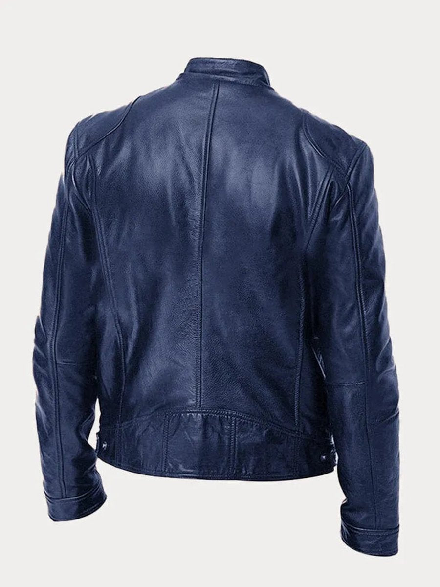 Ole | Herre Quilted Biker Læderjakke Med Lynlås Og Slank Pasform