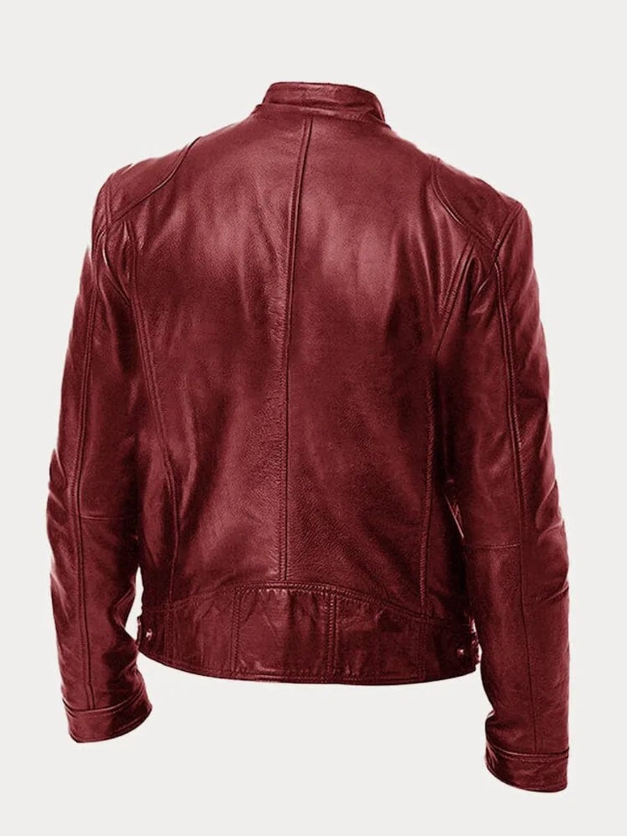 Ole | Herre Quilted Biker Læderjakke Med Lynlås Og Slank Pasform