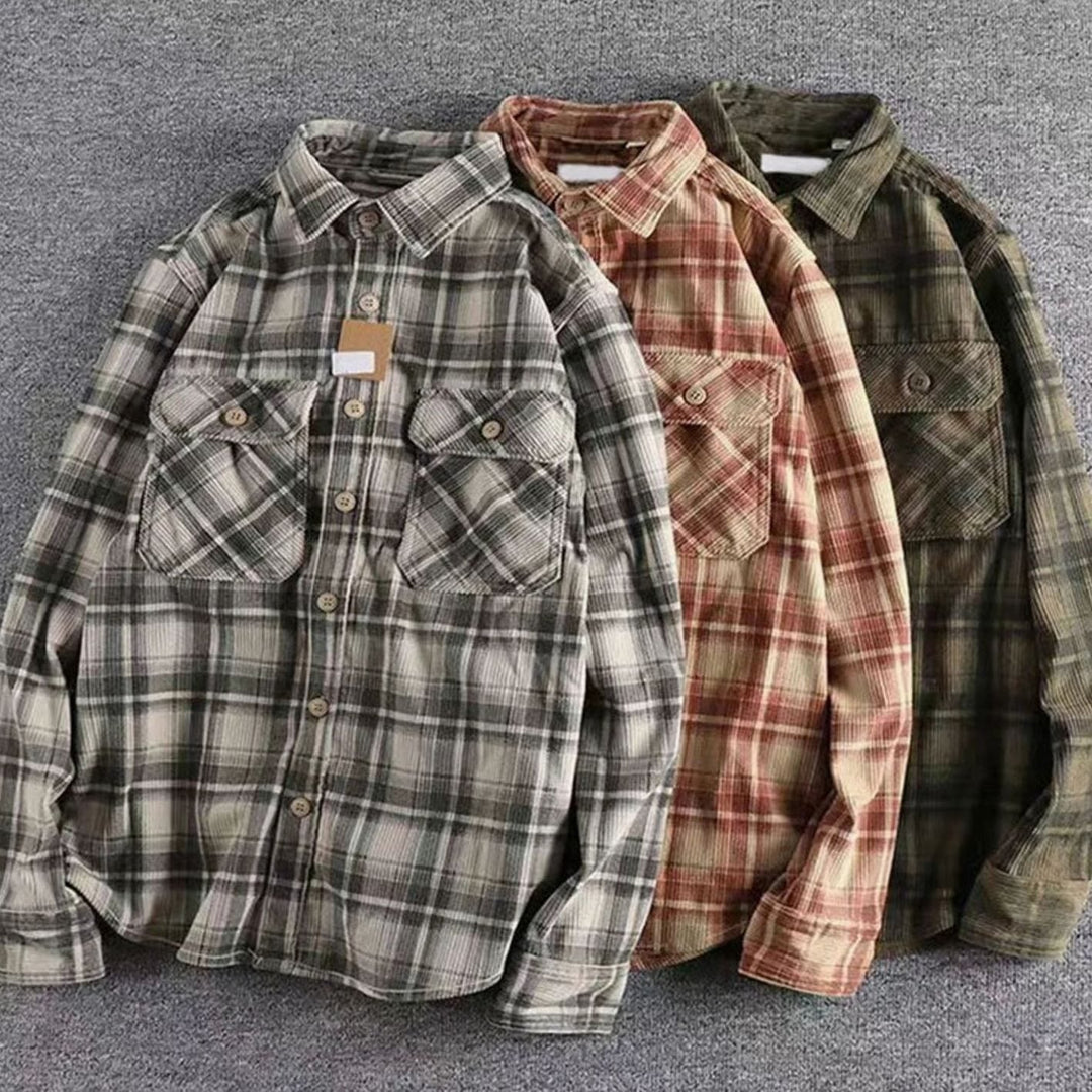 Otto | Herre Afslappet Ternmønstret Overshirt Med Dobbelte Brystlommer