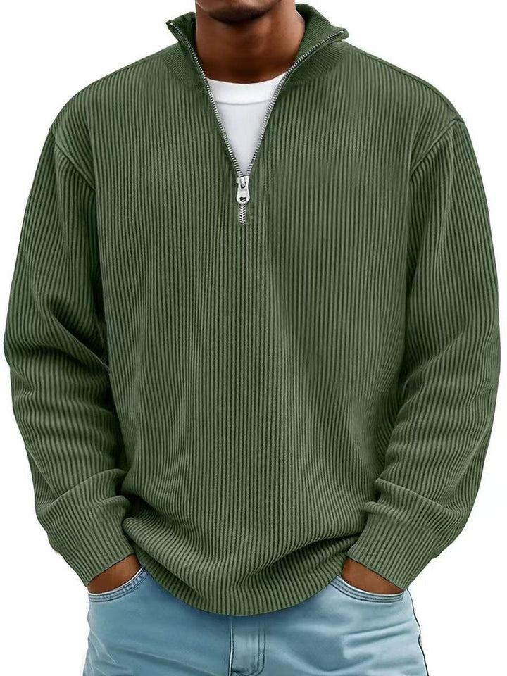 Rasmus | Herre Striktrøje Med Quarter-Zip Og Højhalskrave