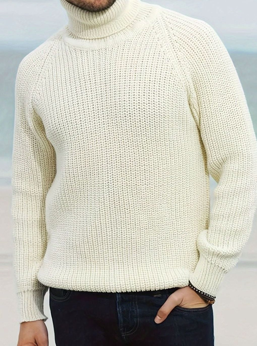 Bjarne | Herre Ribstrikket Rullekrave Sweater