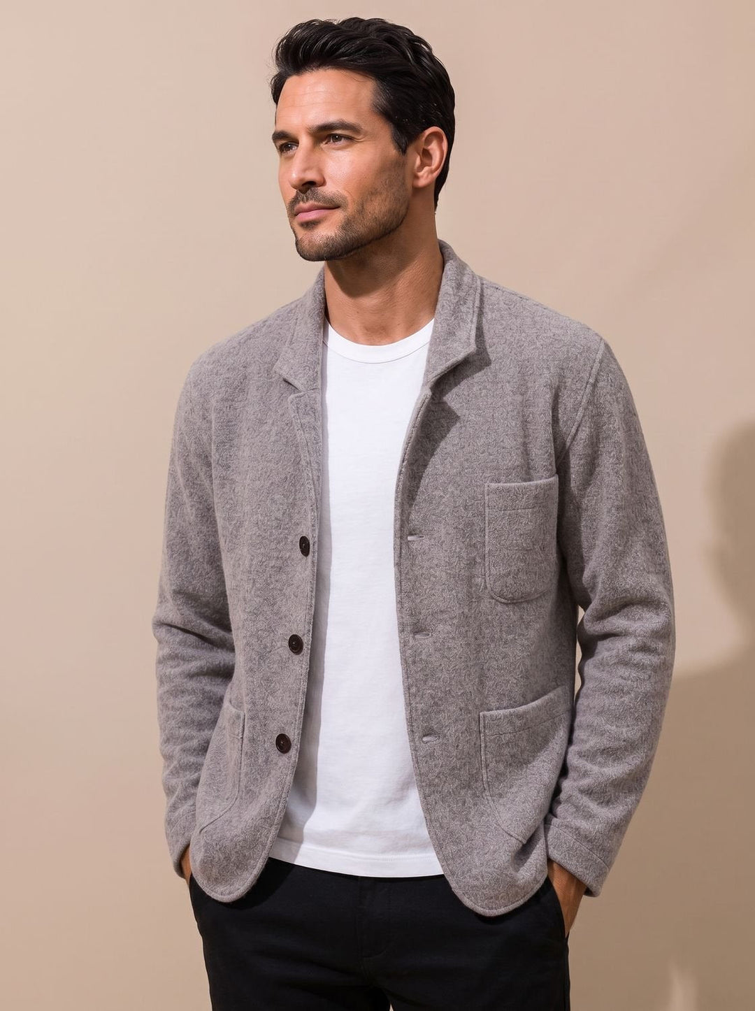 Bjarne | Herre Slim Fit Cardigan Med Knaplukning
