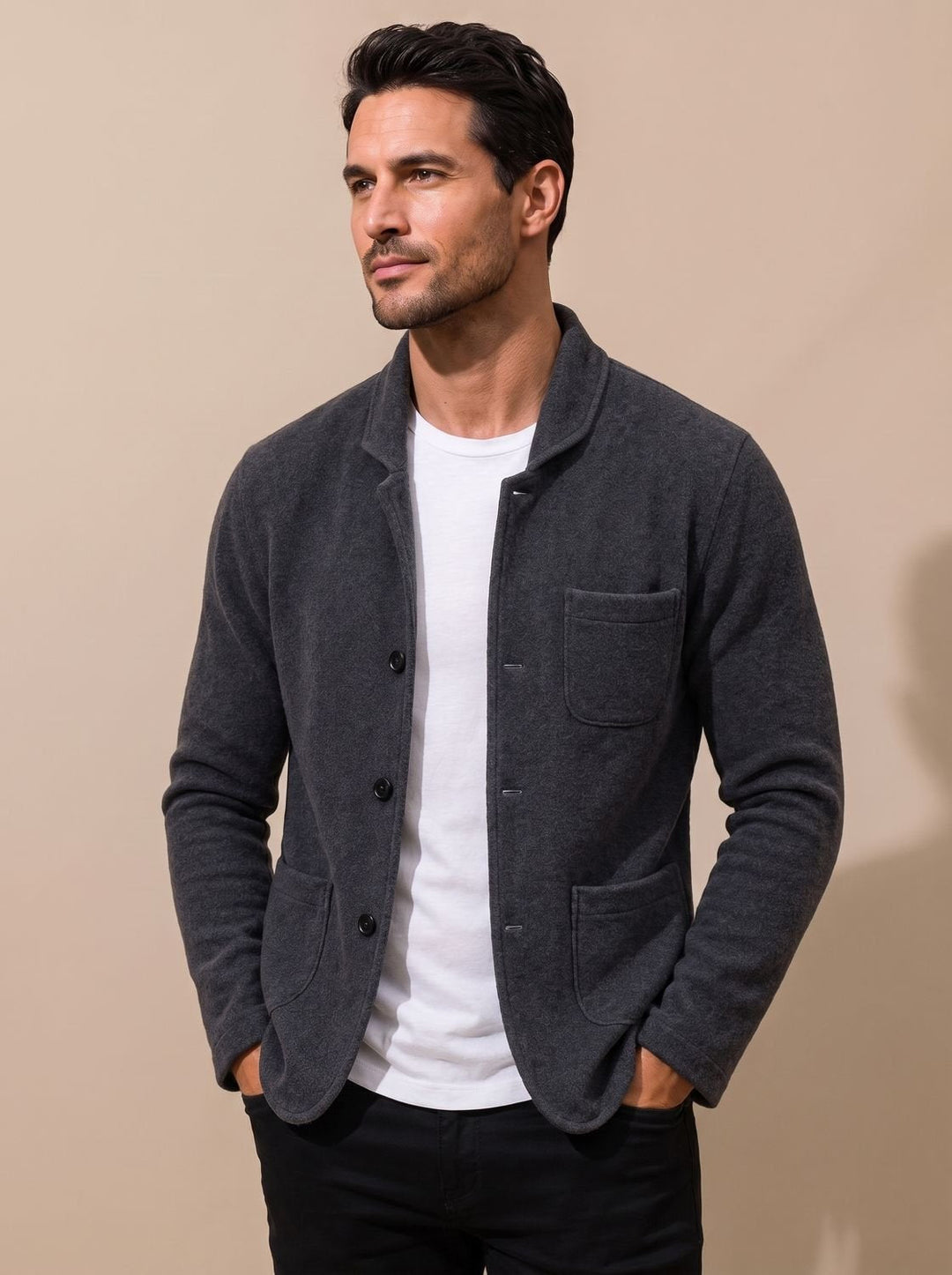 Bjarne | Herre Slim Fit Cardigan Med Knaplukning