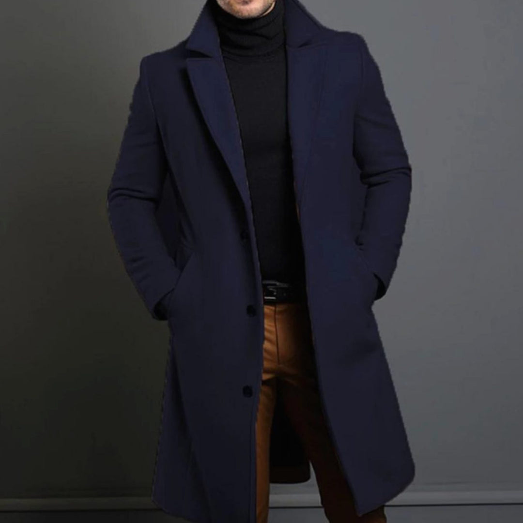 Mikkel | Herre Slim-Fit Lang Uldfrakke Med Skræddersyet Silhuet
