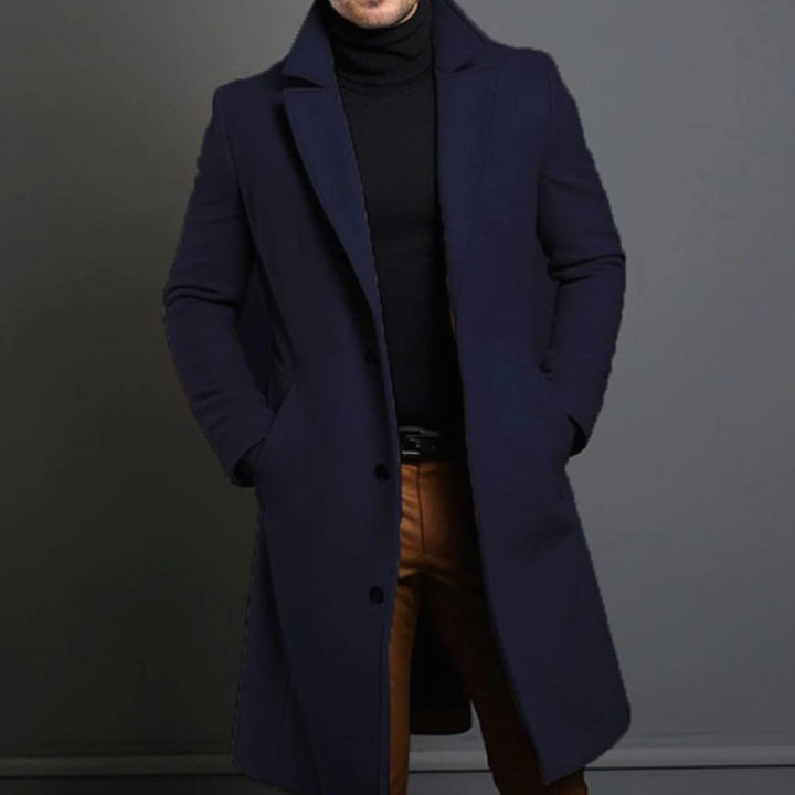 Mikkel | Herre Slim-Fit Lang Uldfrakke Med Skræddersyet Silhuet